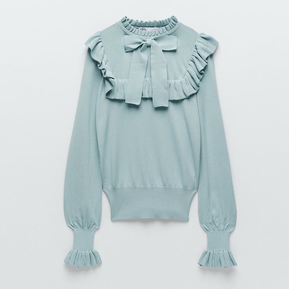 Zara light blue knit top